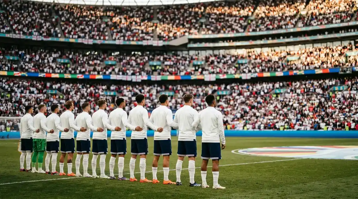 Englands Mannschaft beim Einlauf vor einem WM-Spiel